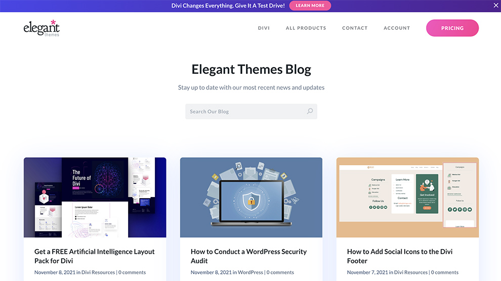 elegant themes blog