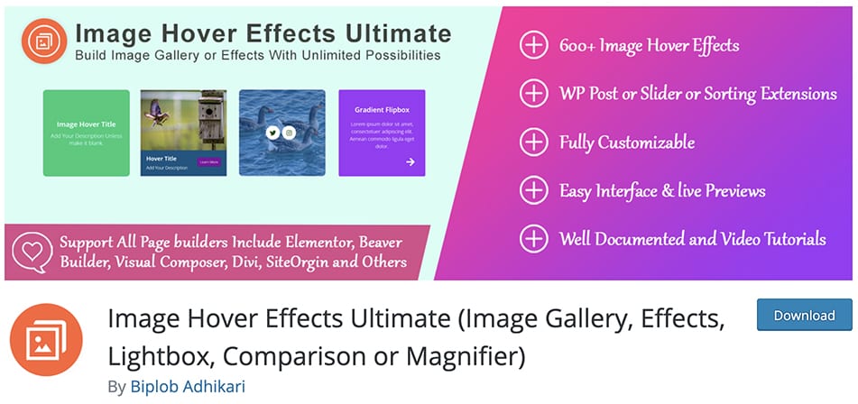 Image Hover Effects Ultimate (Image Gallery, Effects, Lightbox, Comparison or Magnifier)