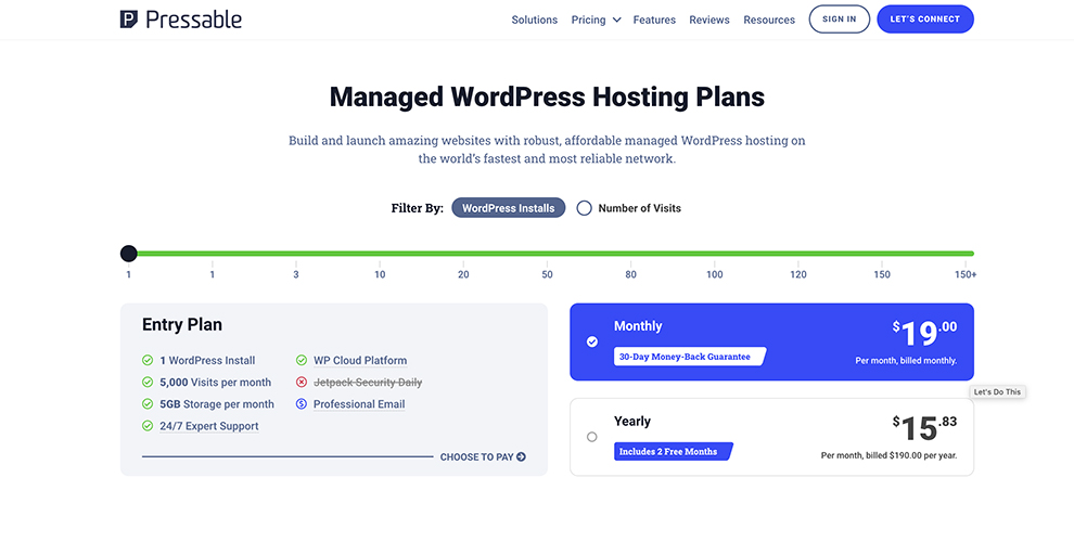 Pressable monthly billed hosting