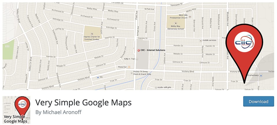 Very Simple Google Maps free plugins for wordpress