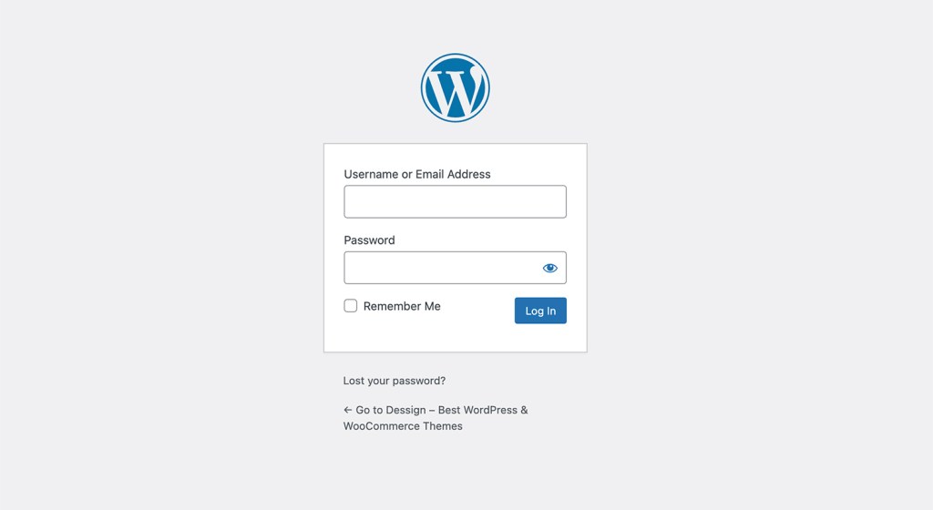 WordPress login screen page