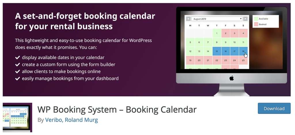 WP Booking System – Booking Calendar