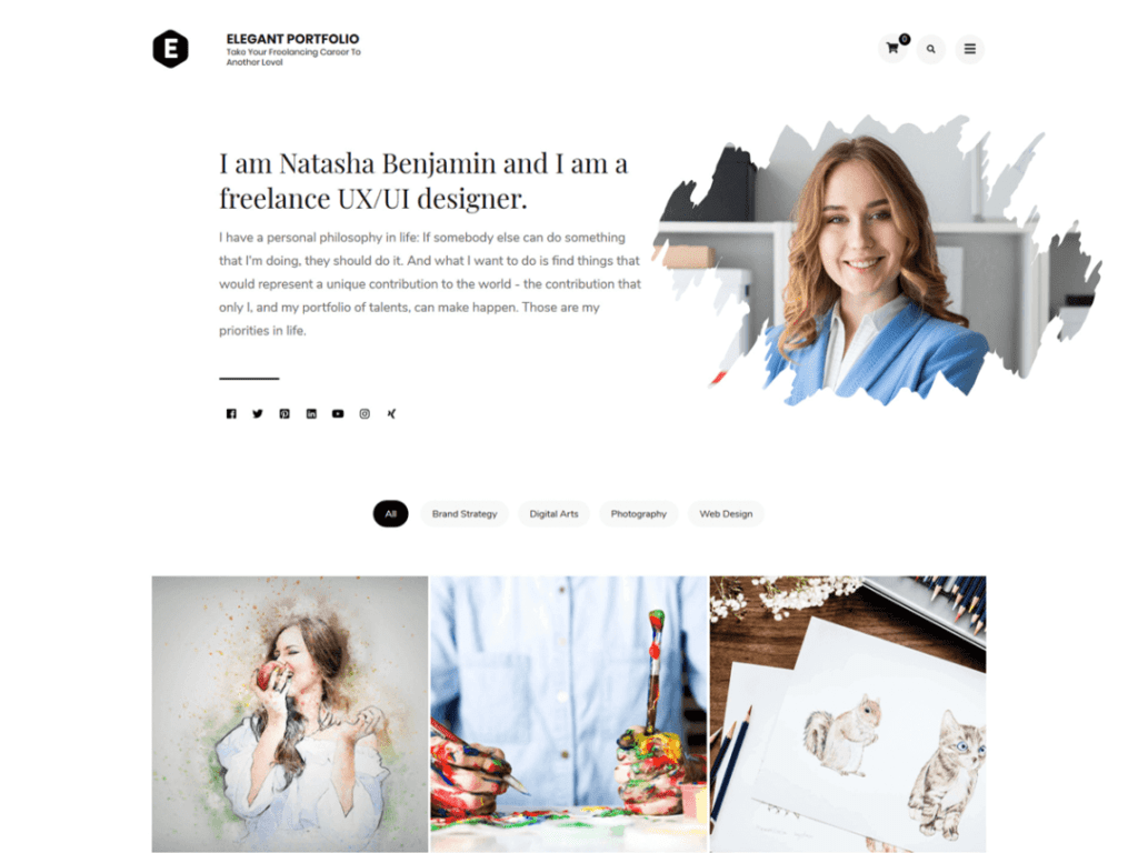 Elegant Portfolio is a child theme of Perfect Portfolio Free WordPress theme. You can use this theme to create a clean, elegant, and fully-responsive portfolio or blog using this theme.