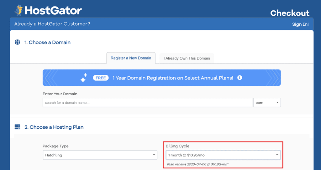 HostGator Monthly Plan 2020