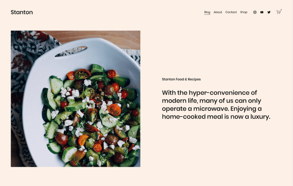 Stanton food blog Squarespace template