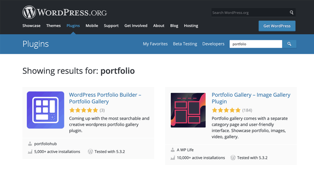WordPress.org Portfolio Plugins Directory 2021